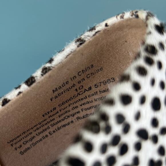 Something Navy Lily Spotted Pony Hair Flats Women’s 10 Animal Print Square Toe - Picture 8 of 9